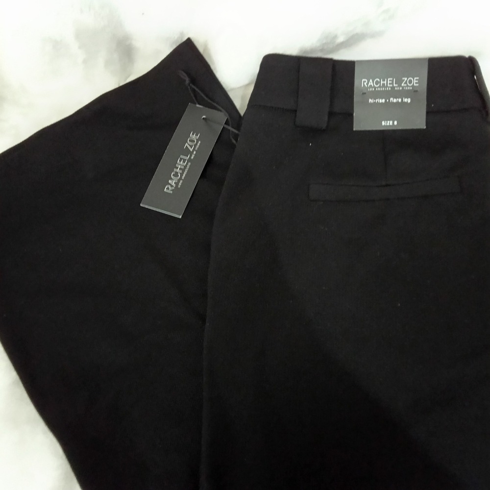 Rachel Zoe Womens Hi-Rise Flare Leg Trousers Black Size 8 NWT